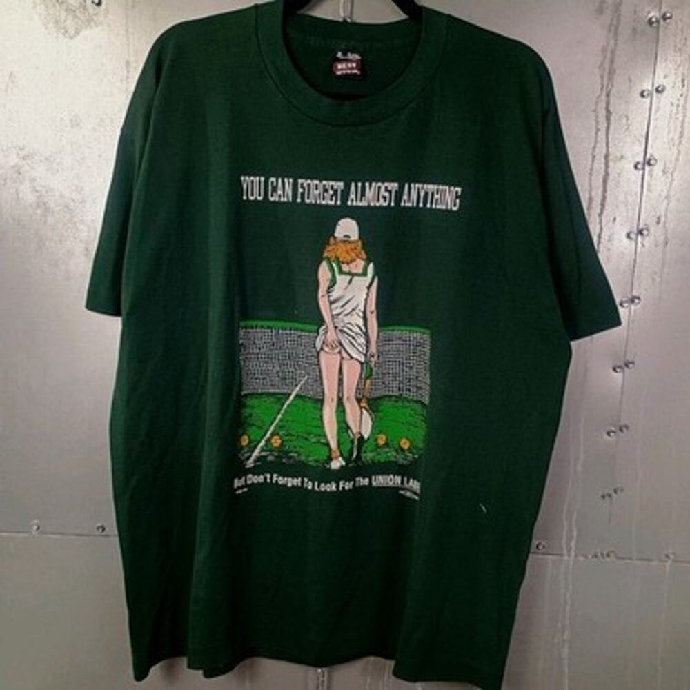 Don't Forget To Look For The Union Label Vintage 90s Sexy Girl Shirt XL Butt - Picture 2 of 8